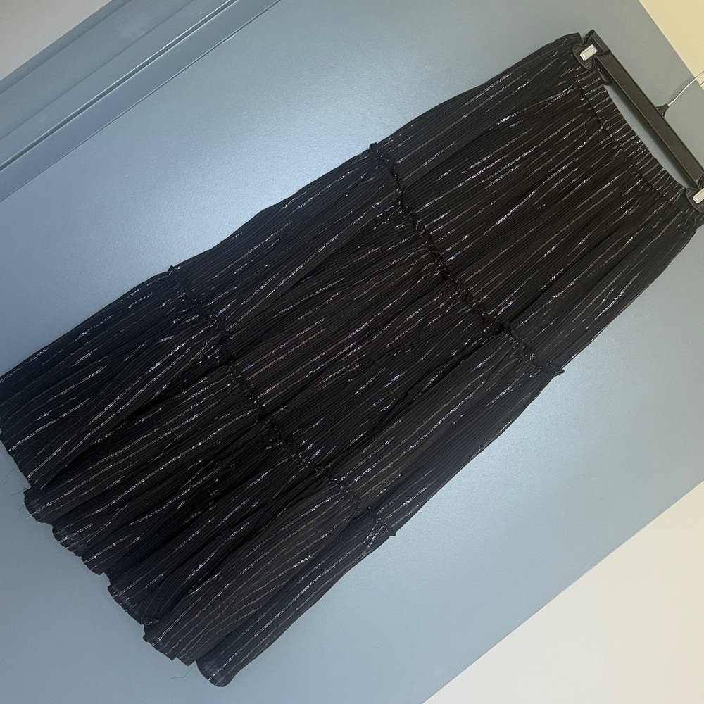 NWT NSR 2 Piece Black Maxi Dress with Silver Pin Stripes -Small - Picture 9 of 15